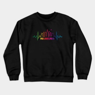 Philadelphia Philly Philly Pride City Skyline EKG Heartbeat Crewneck Sweatshirt